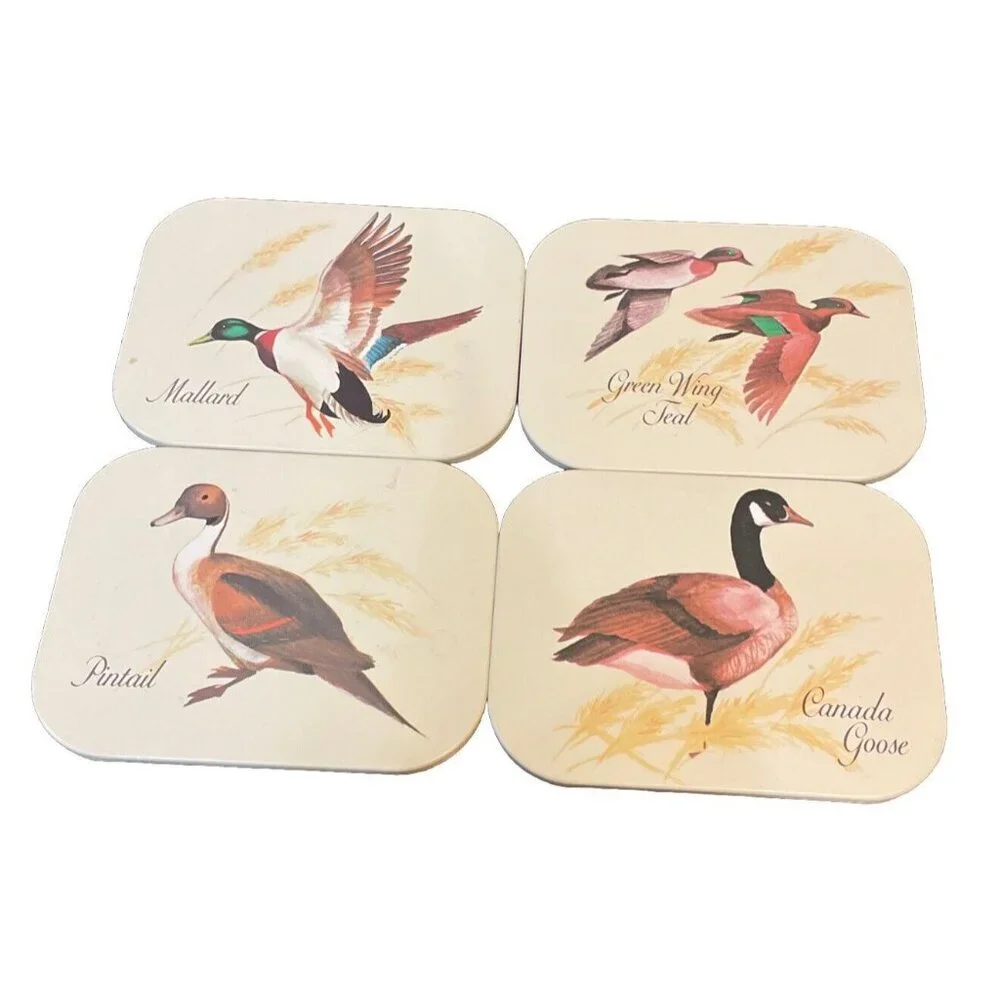 AVON Chesapeake Collection‎ Mallard Ducks SET of 4 Beverage Drink Coasters 1981